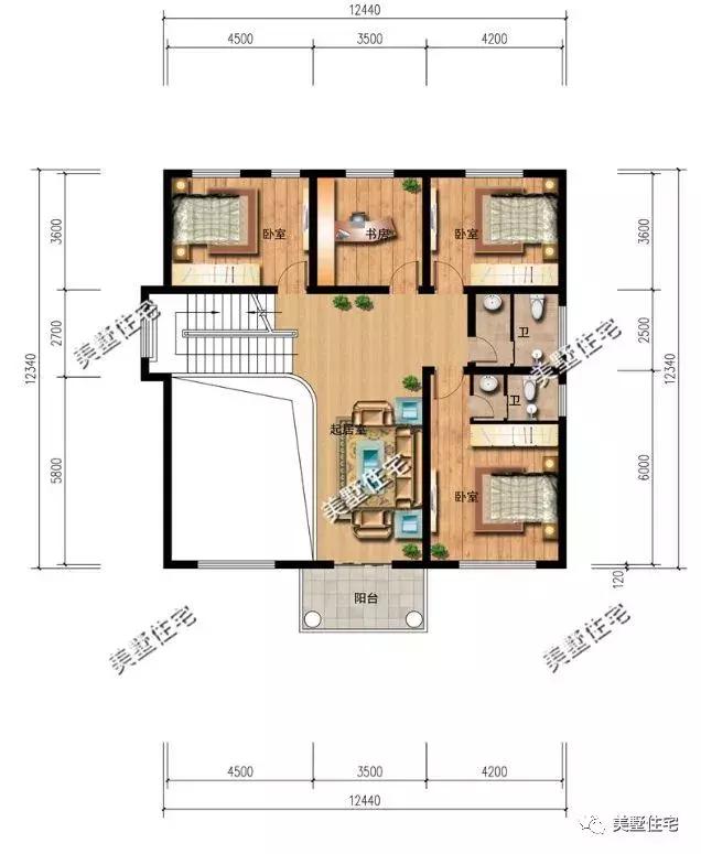 5款農(nóng)村時(shí)尚別墅設(shè)計(jì)圖，帶挑高客廳和大露臺(tái)，第3款讓人眼前一亮