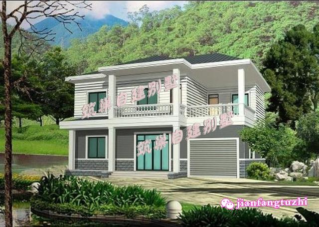 帶車庫二層小別墅設計CAD全套圖紙，簡單好施工