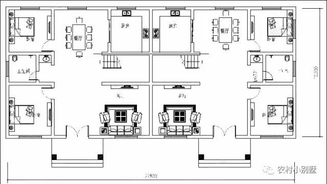 23x10米經(jīng)典二層農(nóng)村兄弟雙拼別墅設(shè)計圖，外觀漂亮