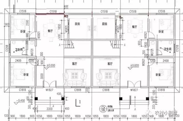23x10米經(jīng)典二層農(nóng)村兄弟雙拼別墅設(shè)計圖，外觀漂亮