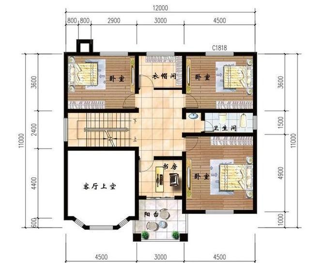3款二層復(fù)式小別墅設(shè)計(jì)圖，挑空客廳設(shè)計(jì)，外觀漂亮內(nèi)部實(shí)用