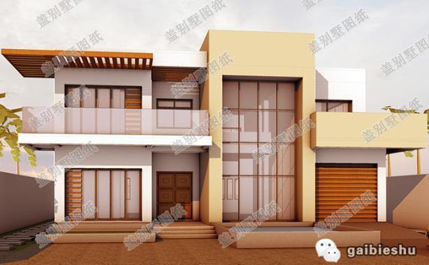 現(xiàn)代風格二層別墅設計圖，帶超大落地窗和二樓露臺，經(jīng)濟實用。