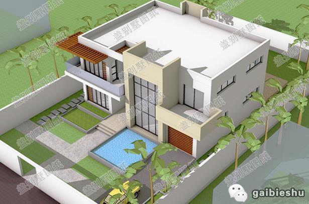 現(xiàn)代風格二層別墅設計圖，帶超大落地窗和二樓露臺，經(jīng)濟實用。