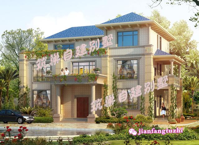 三層田園風(fēng)別墅設(shè)計圖，12.5x12米，外觀古香古色又富有現(xiàn)代氣息，造價25萬。