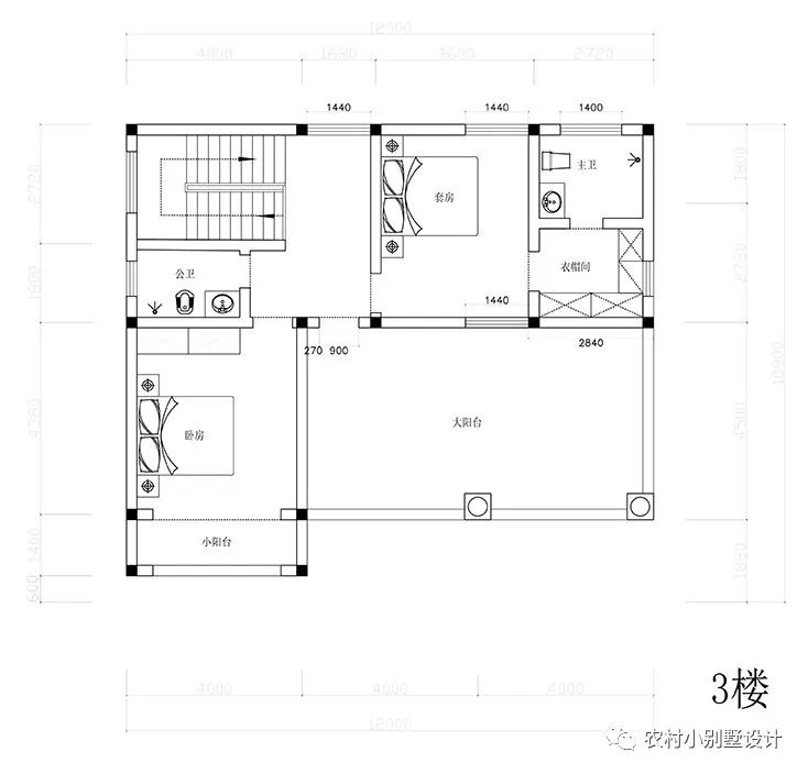 12×11米精品三層農(nóng)村別墅圖，經(jīng)典之作