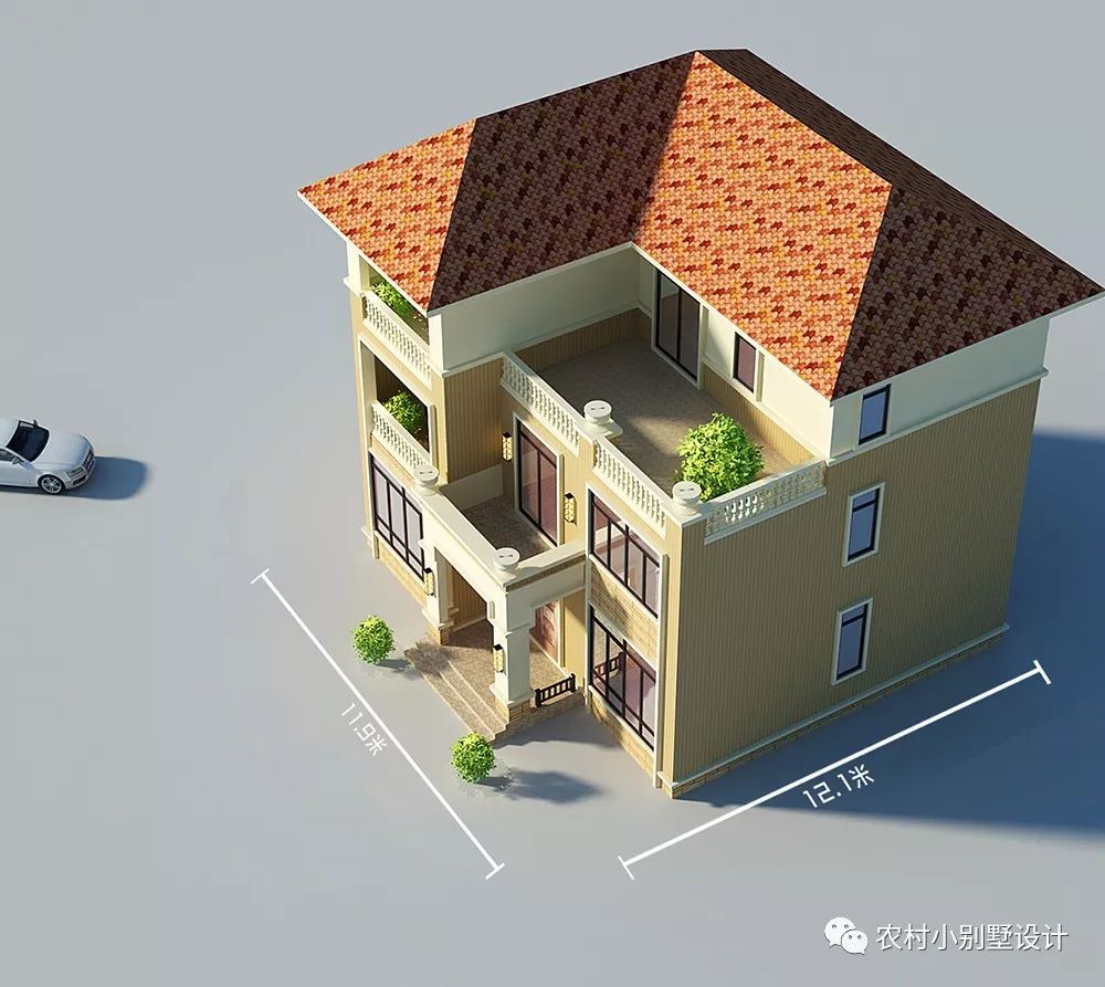 12×11米精品三層農(nóng)村別墅圖，經(jīng)典之作