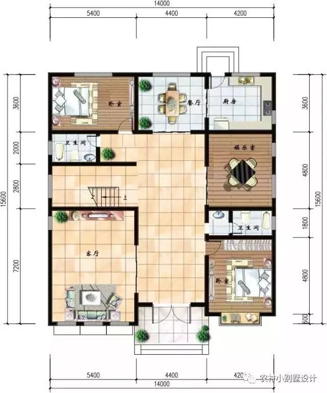 14×15.6米二層半農(nóng)村房屋圖，帶閣樓，好看經(jīng)典