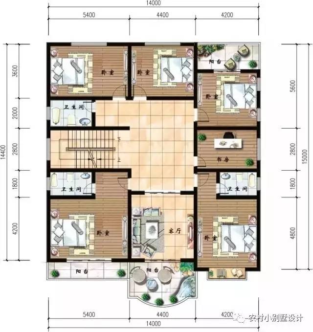 14×15.6米二層半農(nóng)村房屋圖，帶閣樓，好看經(jīng)典
