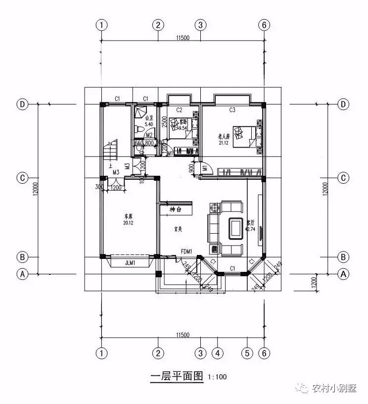 11x12米三層農(nóng)村小樓設(shè)計圖，造價25-30萬，帶露臺和車庫