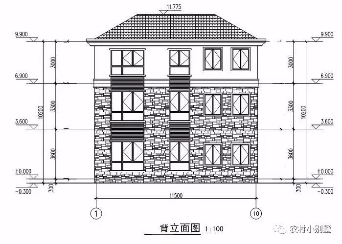 11x12米三層農(nóng)村小樓設(shè)計圖，造價25-30萬，帶露臺和車庫