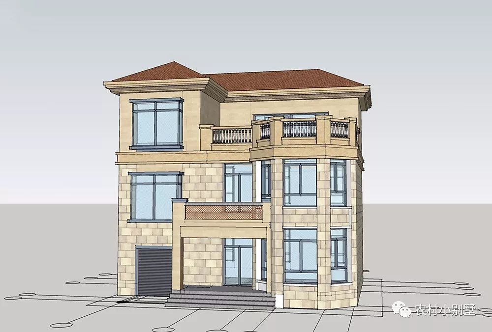 11x12米三層農(nóng)村小樓設(shè)計圖，造價25-30萬，帶露臺和車庫