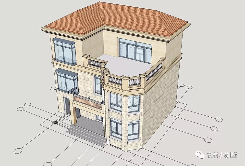 11x12米三層農(nóng)村小樓設(shè)計圖，造價25-30萬，帶露臺和車庫