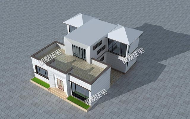 二層現(xiàn)代風(fēng)格自建房，占地212.8平方米，“工”字造型，外觀靚，造型潮！