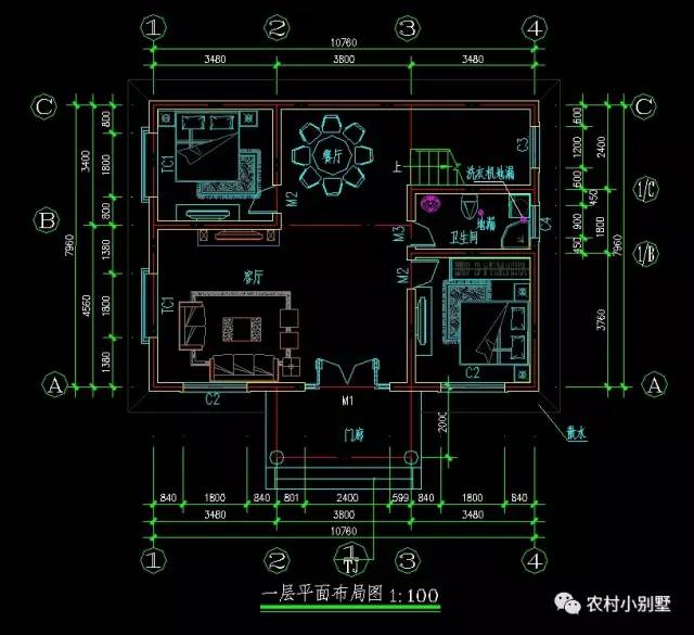 10.7x8米經(jīng)濟型中式農(nóng)村二層小樓圖，15萬全部搞定
