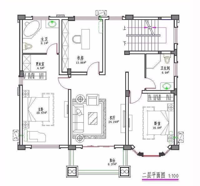 新農(nóng)村三層別墅設(shè)計(jì)圖，占地120平方米，帶露臺(tái)，造價(jià)35萬(wàn)。