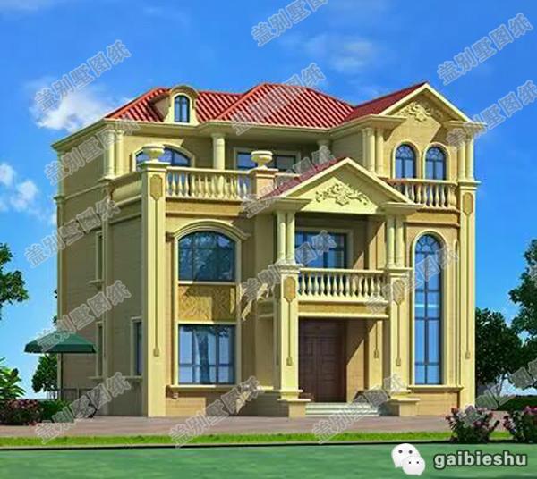 新農(nóng)村三層別墅設(shè)計(jì)圖，占地120平方米，帶露臺(tái)，造價(jià)35萬(wàn)。