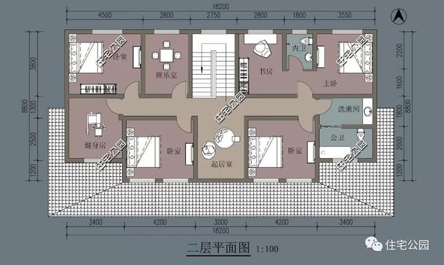 美式二層農(nóng)村別墅設(shè)計(jì)圖，6室2廳，外觀清爽簡(jiǎn)約，你喜歡這樣的嗎？