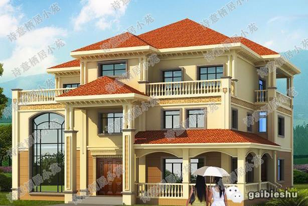 歐式三層別墅設(shè)計圖，美觀實用，主體造價65萬。