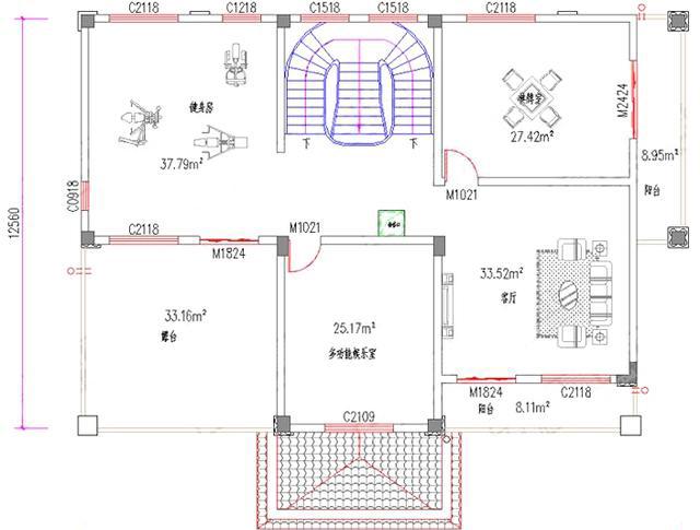 歐式三層別墅設(shè)計圖，美觀實用，主體造價65萬。