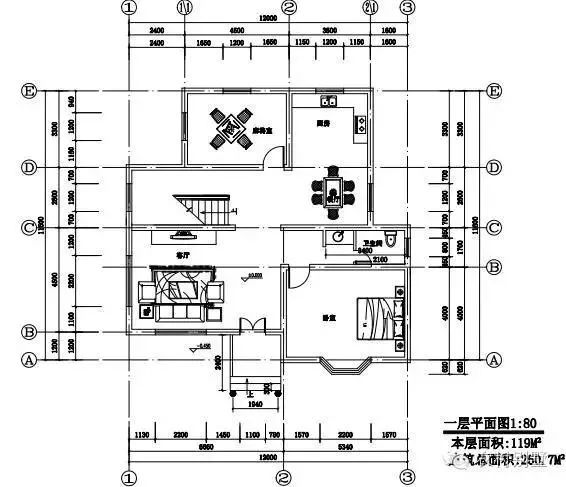 占地120平普通二層房屋設計圖，戶型符合農(nóng)村生活需求