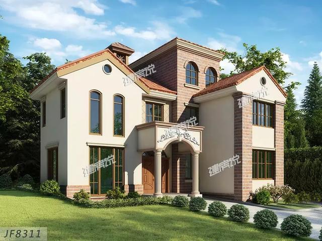 田園三層歐式別墅設(shè)計(jì)圖，外觀端莊大氣，戶型設(shè)計(jì)更是優(yōu)秀，只怕你蓋完馬上轟動(dòng)全村。