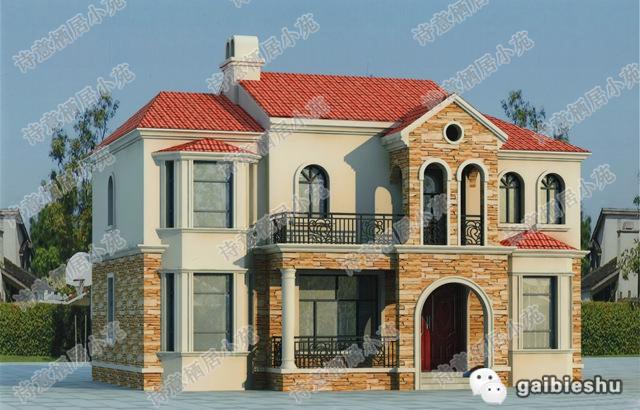 二層新農村別墅設計圖，地中海風格，古樸美觀，造價20萬。
