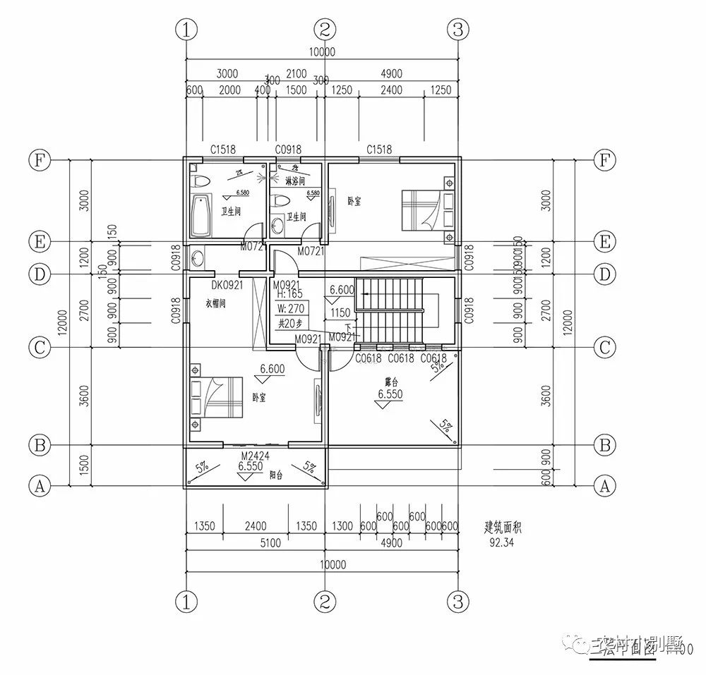 10X12米雙車庫(kù)三層農(nóng)村別墅圖，時(shí)尚外觀，車多也不怕