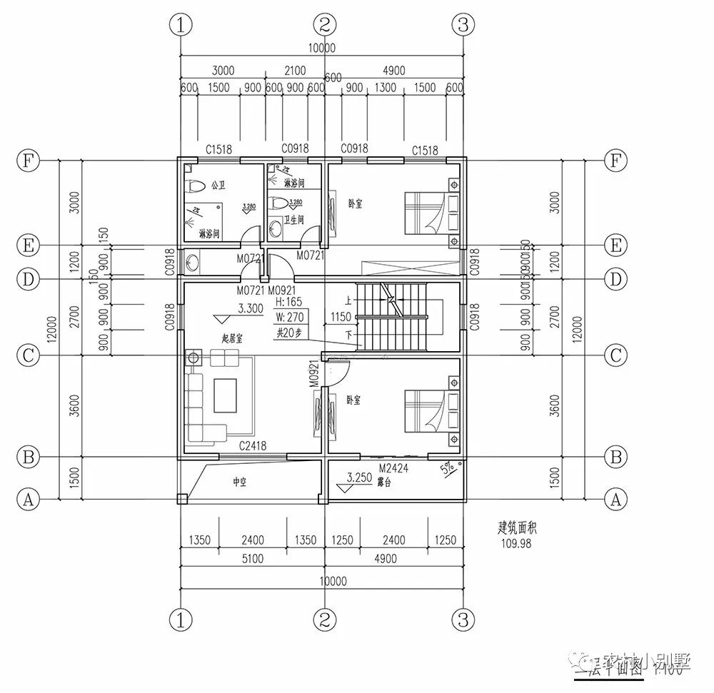 10X12米雙車庫(kù)三層農(nóng)村別墅圖，時(shí)尚外觀，車多也不怕
