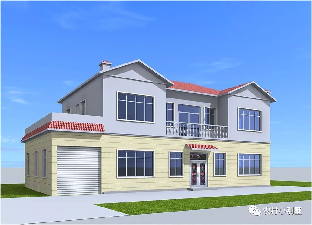 18.8x10米兩層農(nóng)村住宅圖，挑空客廳配獨(dú)立車庫