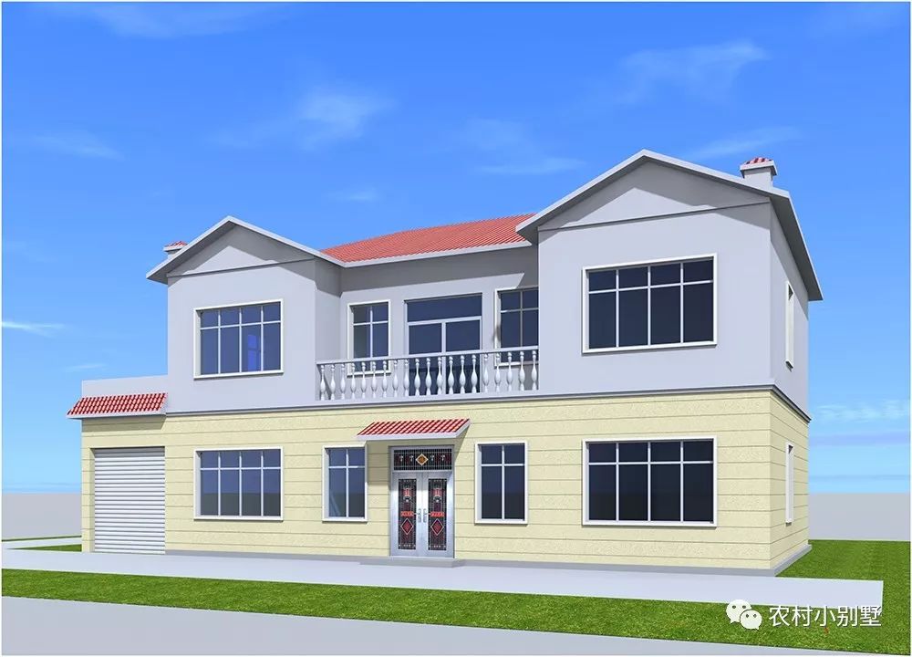 18.8x10米兩層農(nóng)村住宅圖，挑空客廳配獨(dú)立車庫