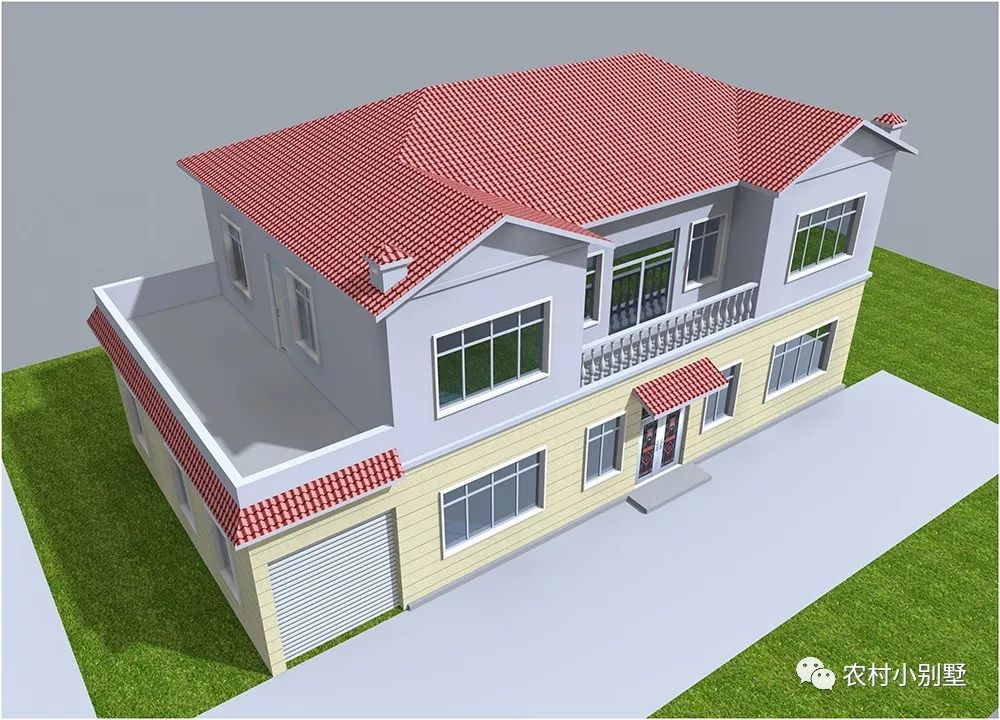 18.8x10米兩層農(nóng)村住宅圖，挑空客廳配獨(dú)立車庫