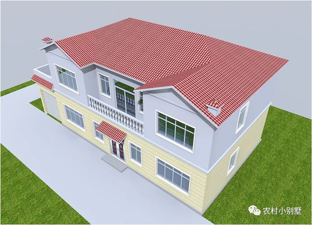 18.8x10米兩層農(nóng)村住宅圖，挑空客廳配獨(dú)立車庫