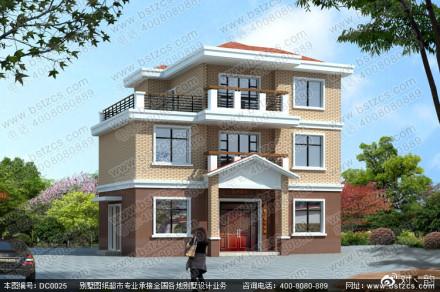 三層新農(nóng)村別墅設(shè)計圖，占地106.89平方米，特別大氣。