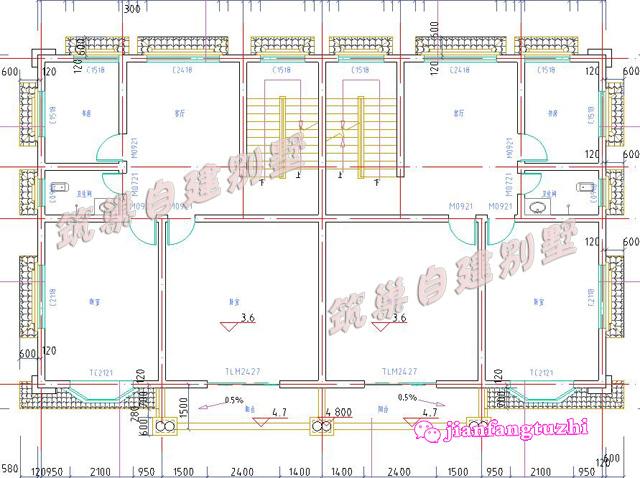 三層半雙拼別墅設(shè)計(jì)圖，占地206.80平方米，帶有車庫設(shè)計(jì)，居住舒適，適合農(nóng)村自建。