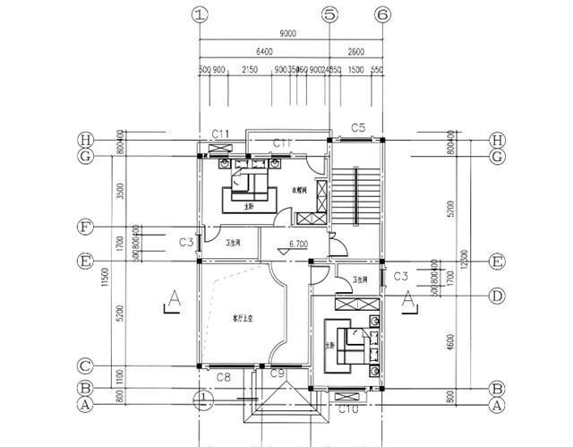 農(nóng)村四層別墅設(shè)計(jì)圖，占地面積105平方米，帶露臺(tái)，主體造價(jià)40萬。