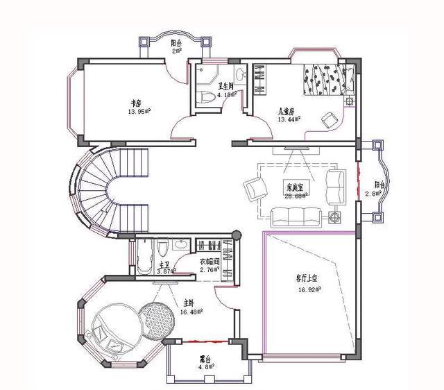 三層地中海風(fēng)格別墅設(shè)計(jì)圖，開(kāi)間進(jìn)深11米×12米，主體造價(jià)45萬(wàn)。