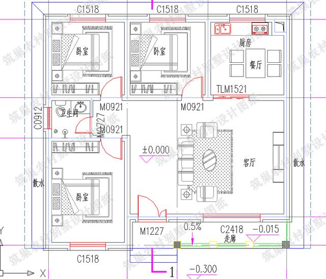 造價15萬的一層農(nóng)村自建房，占地100平方米，戶型方正簡潔大氣，適合農(nóng)村小家庭建造。