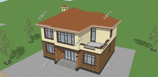 簡(jiǎn)單大方的簡(jiǎn)歐風(fēng)格二層別墅設(shè)計(jì)圖，配色簡(jiǎn)單，方正大方，溫馨舒適。