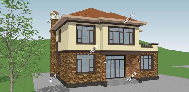 簡(jiǎn)單大方的簡(jiǎn)歐風(fēng)格二層別墅設(shè)計(jì)圖，配色簡(jiǎn)單，方正大方，溫馨舒適。