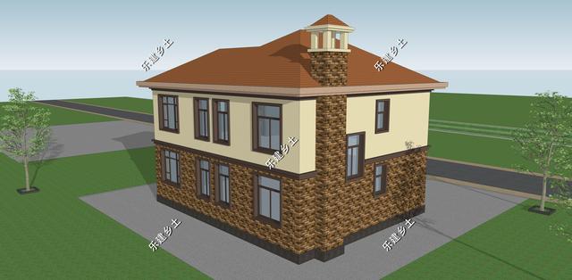 簡(jiǎn)單大方的簡(jiǎn)歐風(fēng)格二層別墅設(shè)計(jì)圖，配色簡(jiǎn)單，方正大方，溫馨舒適。