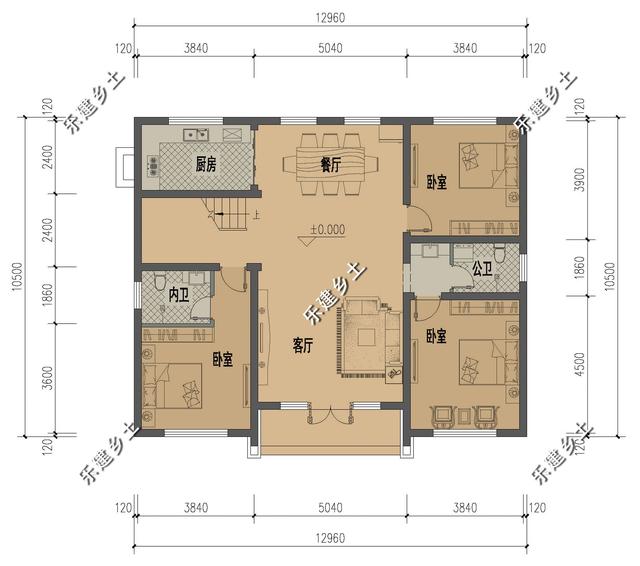 簡(jiǎn)單大方的簡(jiǎn)歐風(fēng)格二層別墅設(shè)計(jì)圖，配色簡(jiǎn)單，方正大方，溫馨舒適。