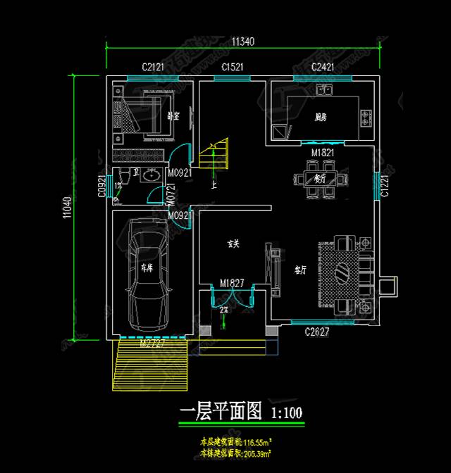11X11米農(nóng)村自建2層現(xiàn)代別墅圖，全套圖附施工案例