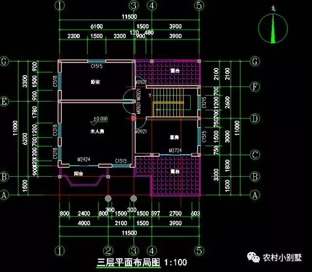 11.5x11米三層住宅設(shè)計(jì)圖，實(shí)用坡屋頂帶露臺(tái)