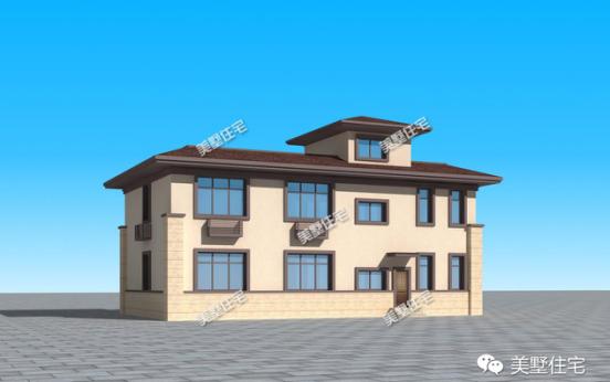 二層中式別墅設(shè)計(jì)圖，帶庭院有涼亭，保留傳統(tǒng)又融合了現(xiàn)代風(fēng)格