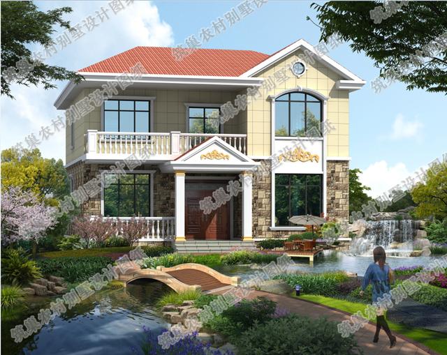 二層簡(jiǎn)歐風(fēng)格農(nóng)村小別墅全套施工設(shè)計(jì)圖，12×12米，帶挑空客廳