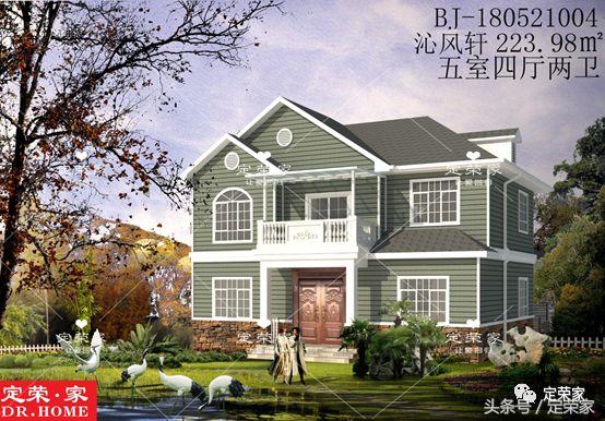 獨(dú)棟二層別墅設(shè)計施工圖，面積223.98㎡，外觀清新，內(nèi)部布局合理