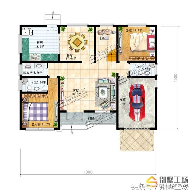 8款二層帶車(chē)庫(kù)的農(nóng)村別墅設(shè)計(jì)圖，建筑造價(jià)經(jīng)濟(jì)，帶車(chē)庫(kù)也很方便