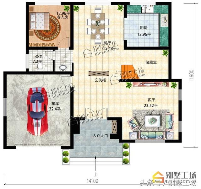 8款二層帶車(chē)庫(kù)的農(nóng)村別墅設(shè)計(jì)圖，建筑造價(jià)經(jīng)濟(jì)，帶車(chē)庫(kù)也很方便