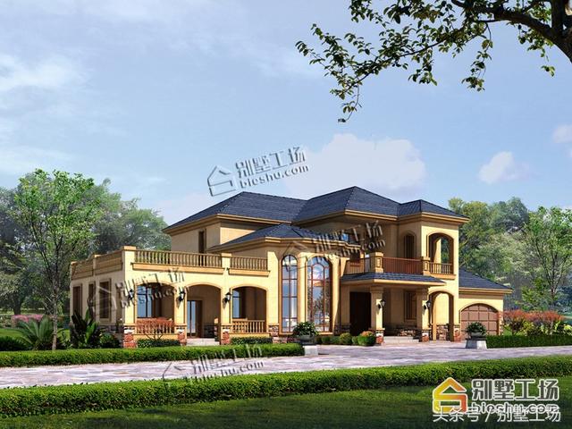 8款二層帶車(chē)庫(kù)的農(nóng)村別墅設(shè)計(jì)圖，建筑造價(jià)經(jīng)濟(jì)，帶車(chē)庫(kù)也很方便