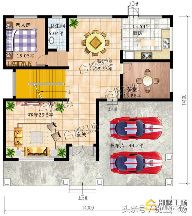 8款二層帶車(chē)庫(kù)的農(nóng)村別墅設(shè)計(jì)圖，建筑造價(jià)經(jīng)濟(jì)，帶車(chē)庫(kù)也很方便